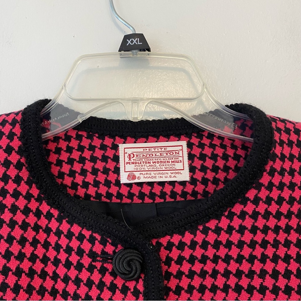 Pendleton Petite Jacket Pink Black Houndstooth 10… - image 3
